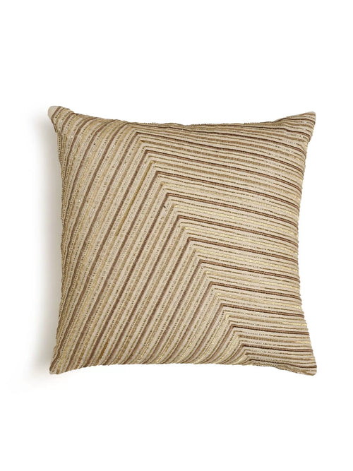 Beaded Cushion Cover - Ivory & Gold Geometric Design