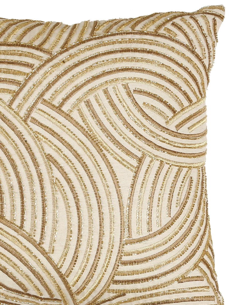 Wave Design Cushion Cover - Ivory And Gold