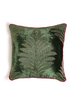 Green Velvet cushion cover with Zari Embroidery - Square