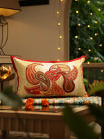 Embroidered Cushion Cover With Sequin Base - Paisley Design Patch Work