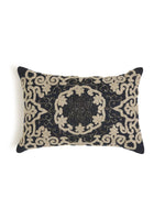 Embellished Cushion Cover - Blue And Ivory Pillow Style Embroidered