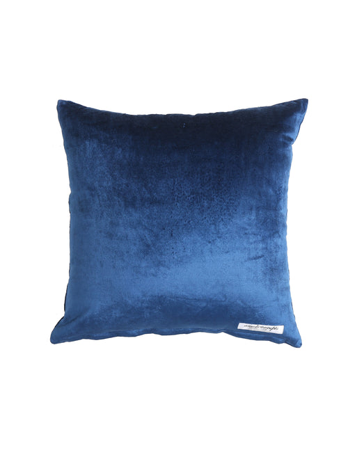 Blue Beige Ombre velvet cushion cover with embroidery and bead work