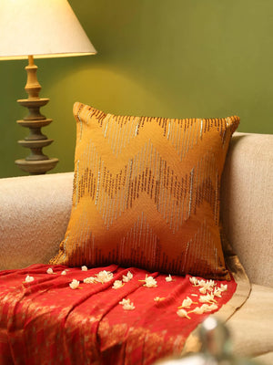 Hand Beaded Cushion Cover - Mustard