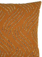 Hand Beaded Cushion Cover - Mustard Wave Design
