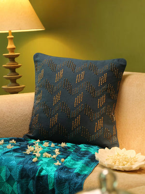Hand Beaded Cushion Cover - Blue