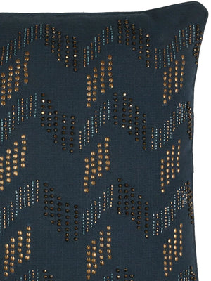 Hand Beaded Cushion Cover - Blue