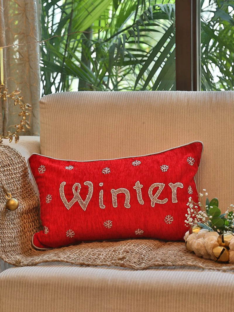 Beaded Cushion Cover - Winter