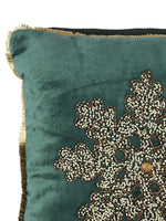 Cushion Cover - Snowflake Beaded Green