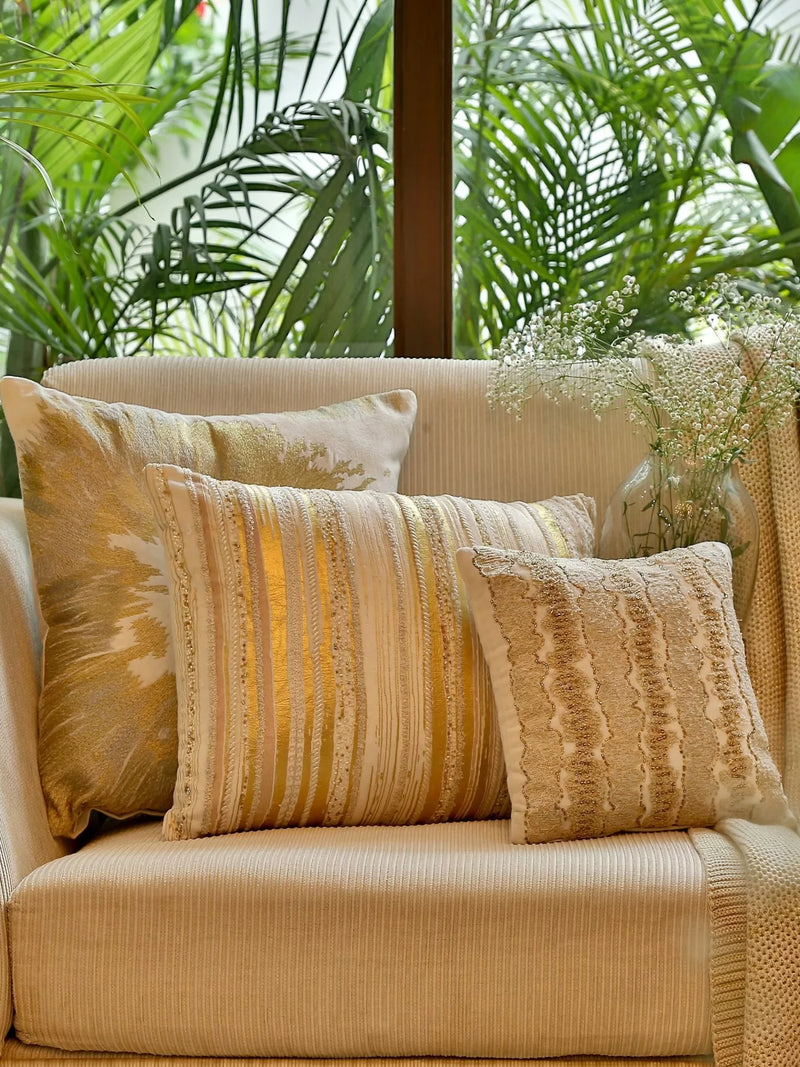 Embroidered Cushion Cover - Ivory Embellished