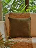Cotton Velvet Cushion Cover - Olive Green