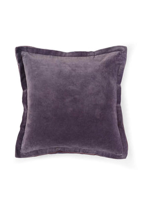 Cotton Velvet Cushion Cover - Lavender With Contrast Border Trim