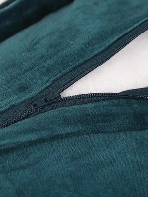 Cotton Velvet Cushion Cover - Teal With Contrast Border Trim