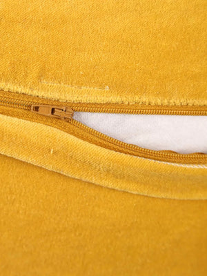 Cotton Velvet Cushion Cover - Yellow With Contrast Border Trim