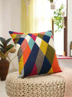 Embroidered Cushion Cover - Beautiful Color Block Design