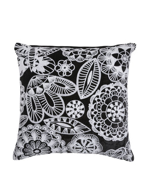 Monochrome Viscose velvet embroidered cushion cover