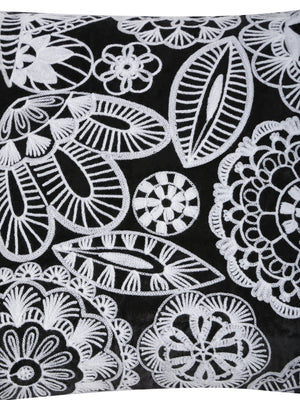 Monochrome Viscose velvet embroidered cushion cover