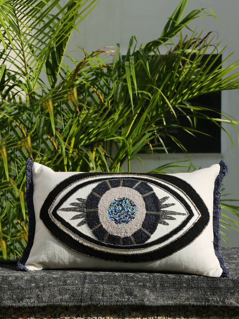 Cushion Cover - Embellished Evil Eye