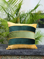 Cushion Cover - Green And Yellow With Piping Detail
