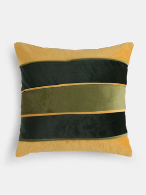Cushion Cover - Green And Yellow With Piping Detail