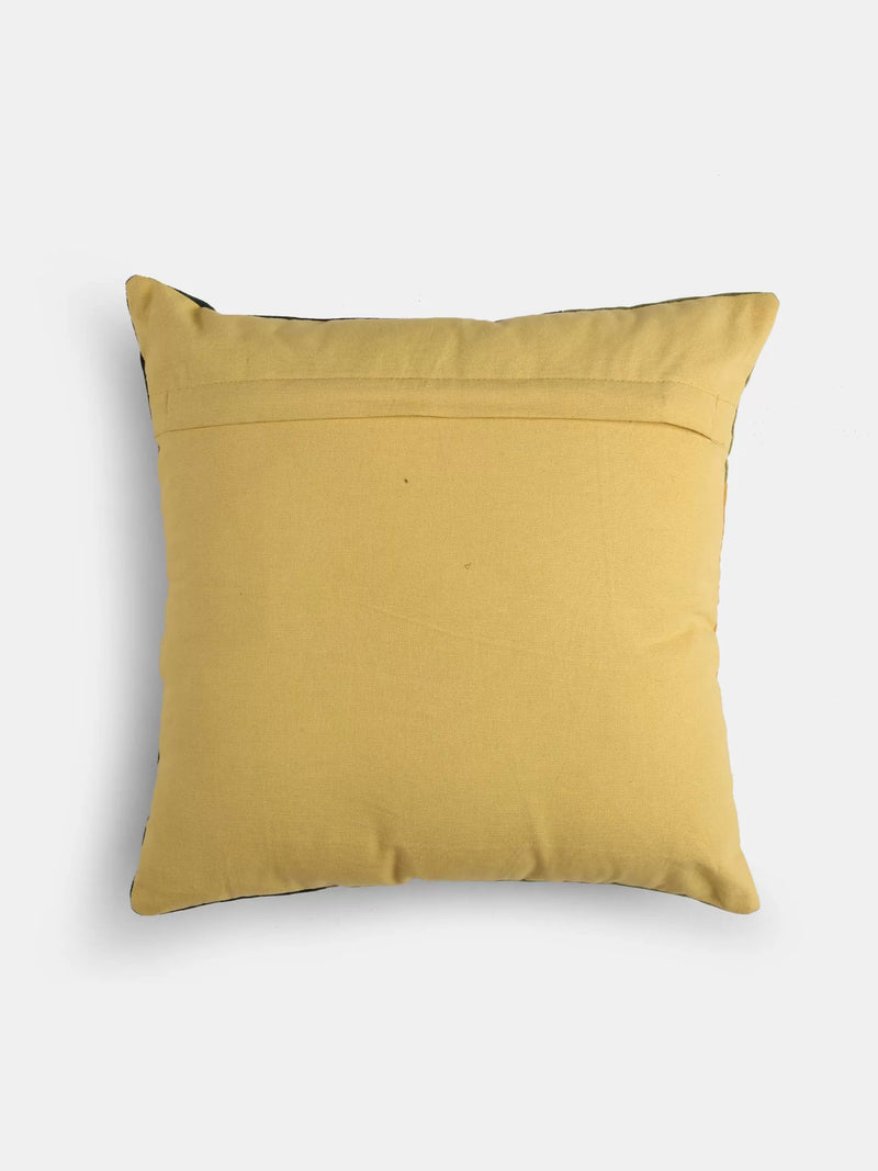 Cushion Cover - Green And Yellow With Piping Detail