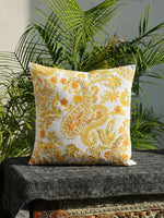 Stylish Amber Sky - Yellow Paisley Embroidered Cushion Cover