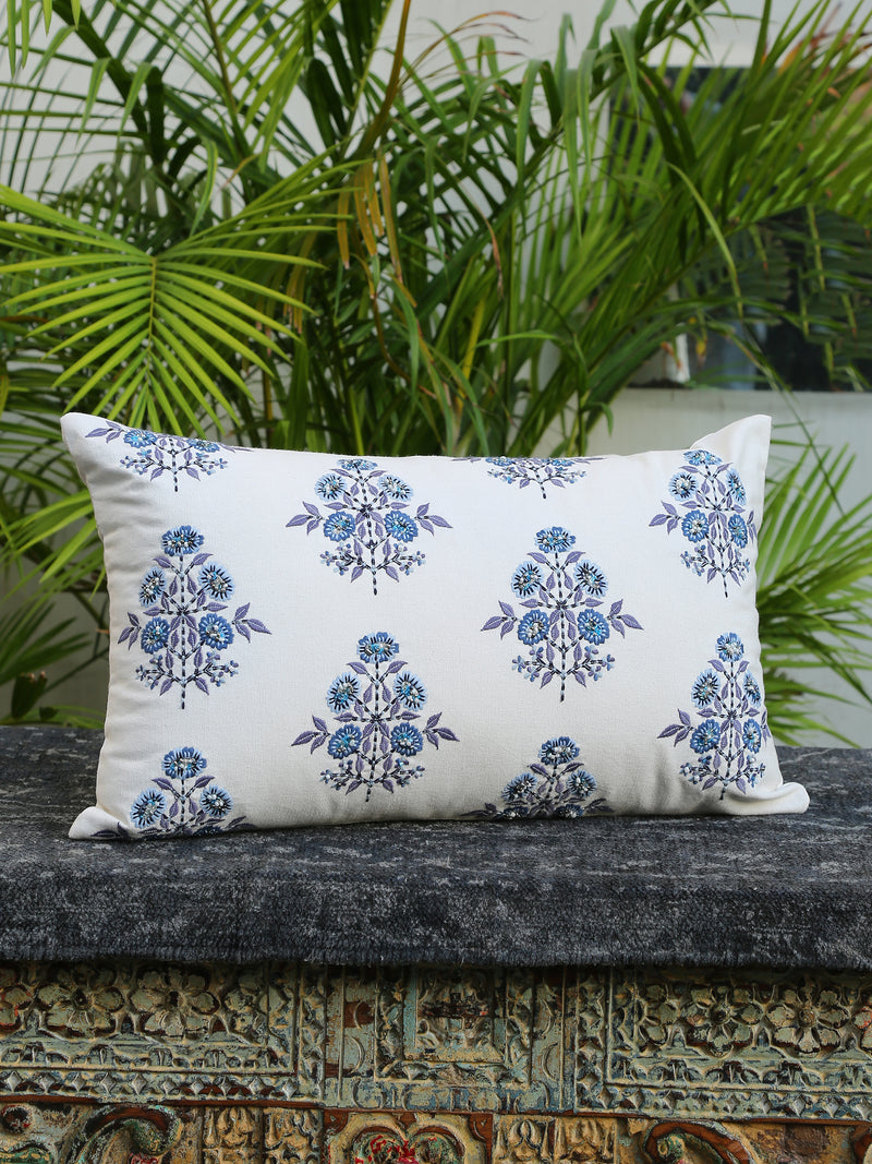 Stylish Amber Sky - Blue Embroidered Pillow Style Cushion Cover