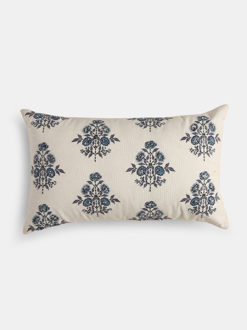 Stylish Amber Sky - Blue Embroidered Pillow Style Cushion Cover