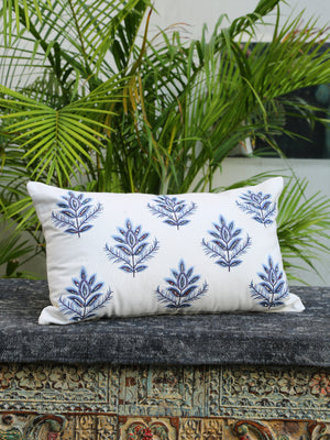 Stylish Amber Sky - Blue Flower Embellished Cushion Cover