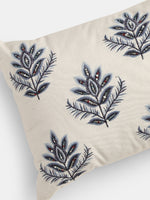 Stylish Amber Sky - Blue Flower Embellished Cushion Cover
