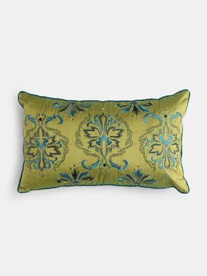 Nature Inspired- Green Embroidered Cushion Cover