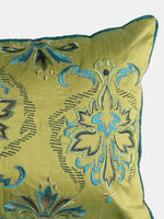 Nature Inspired- Green Embroidered Cushion Cover