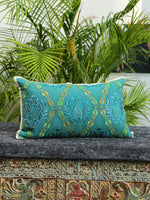 Nature Inspired- Teal Green Embroidered Cushion Cover