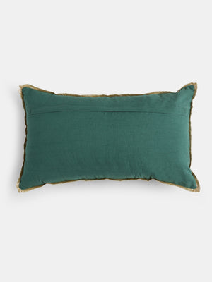 Nature Inspired- Teal Green Embroidered Cushion Cover