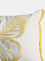 Enchanted Dream Scapes - Office White Cushion Cover With Butterfly Applique