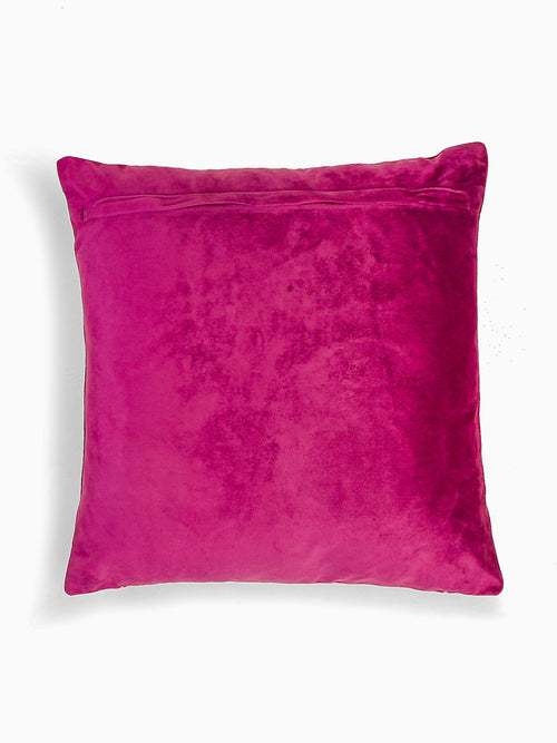 Velvet Cushion Cover - Violet Embellished With Flower Design