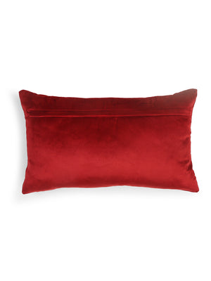 Velvet Cushion Cover - Burgundy Embroidered Flower Design