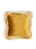 Velvet Cushion Cover - Mogul Design Mustard With Frings