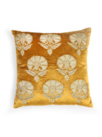 Velvet Cushion Cover - Mustard Flower Design Embellished