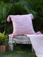 Ivory and Pink Cushion Cover with Tassels (Set of 2)