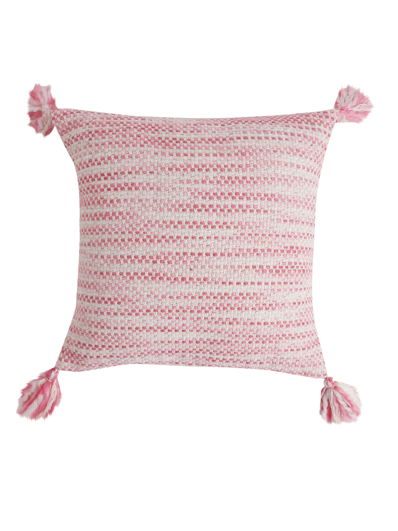 Ivory and Pink Cushion Cover with Tassels (Set of 2)