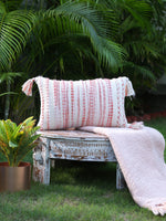 Ivory and Rust Pillow Style Cushion Cover with Tassels (Set of 2)