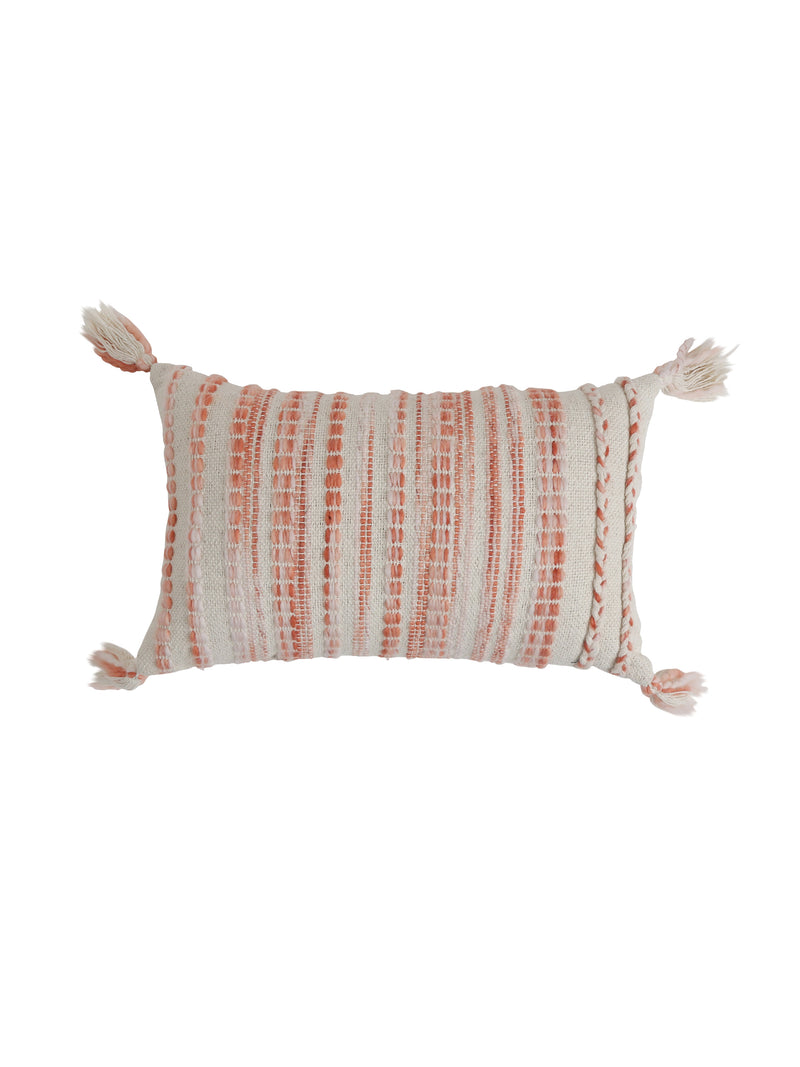 Ivory and Rust Pillow Style Cushion Cover with Tassels (Set of 2)