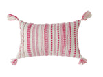 Ivory and Fuschia Pillow Style Cushion Cover with Tassels (Set of 2)