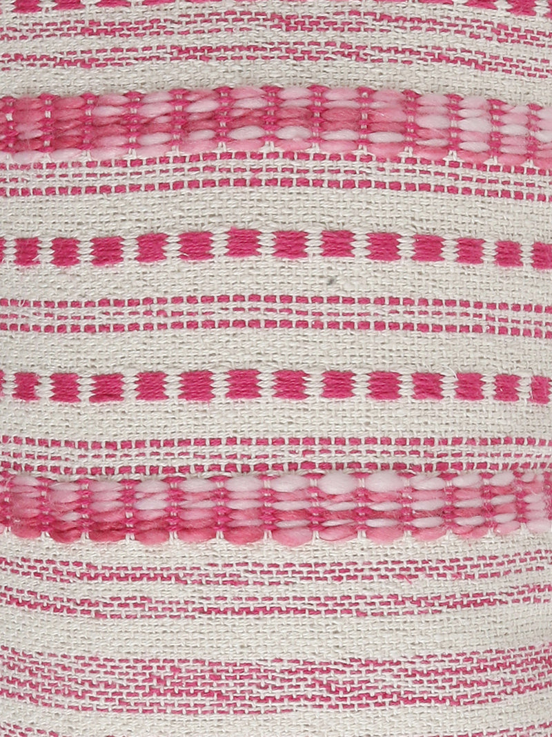 Ivory and Fuschia Pillow Style Cushion Cover with Tassels (Set of 2)