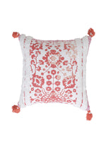 Peach flower printed cushion cover with fringes and tassels (Set of 2)