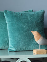 Sea Green Cotton Velvet Cushion Cover (Set of 2)