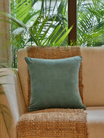 Sea Green Cotton Velvet Cushion Cover (Set of 2)