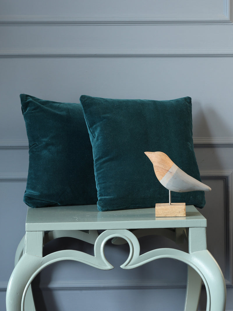 Teal Cotton Velvet cushion Cover (Set of 2)