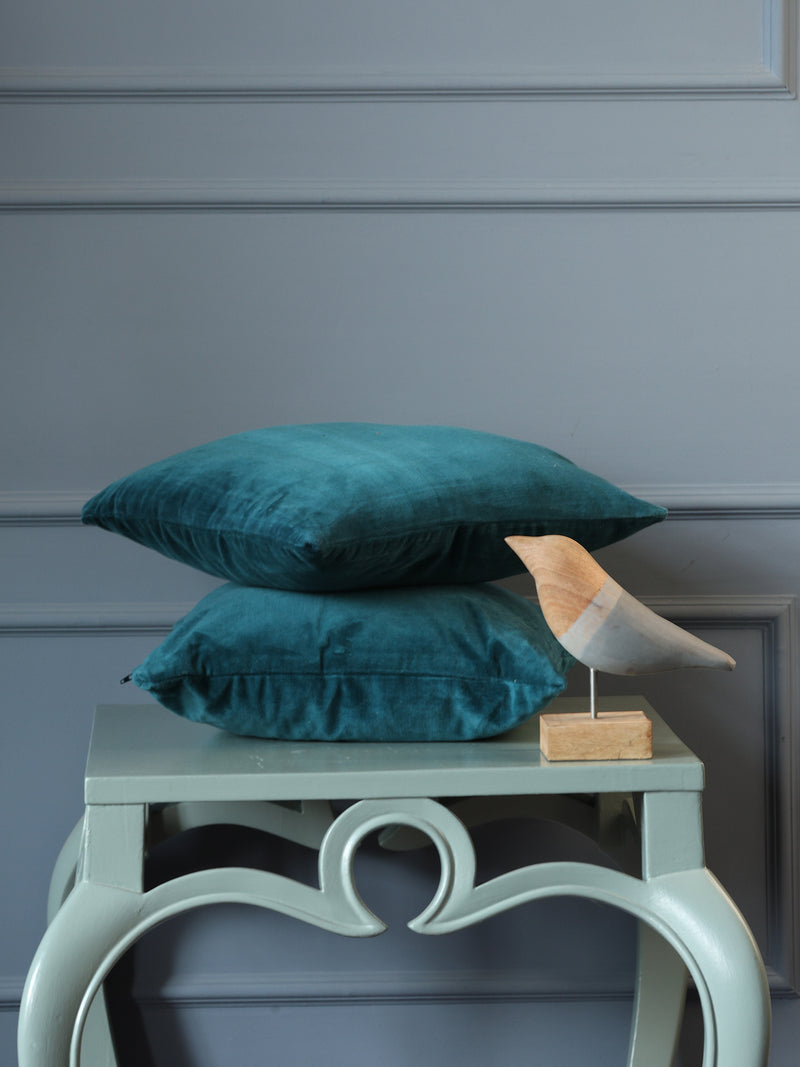 Teal Cotton Velvet cushion Cover (Set of 2)