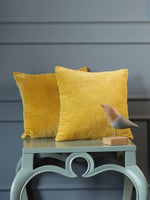 Yellow Cotton Velvet Cushion Cover (Set of 2)